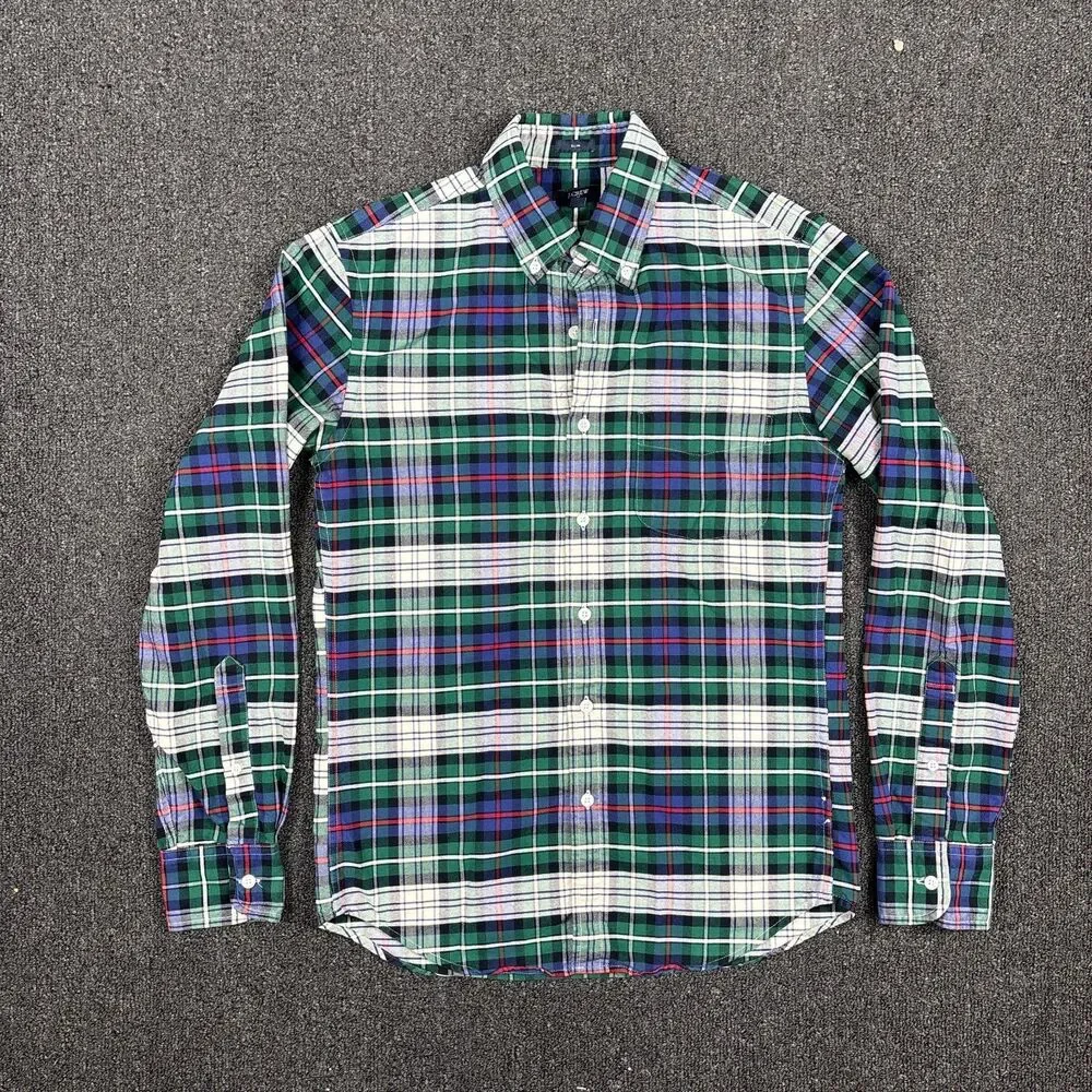 J. Crew Oxford Shirt Men Plaid Button-Down Slim Classic Multicolor Size Small